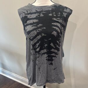 Teenage runaway Gray and Black Women's skeleton tank Top loose fitting L